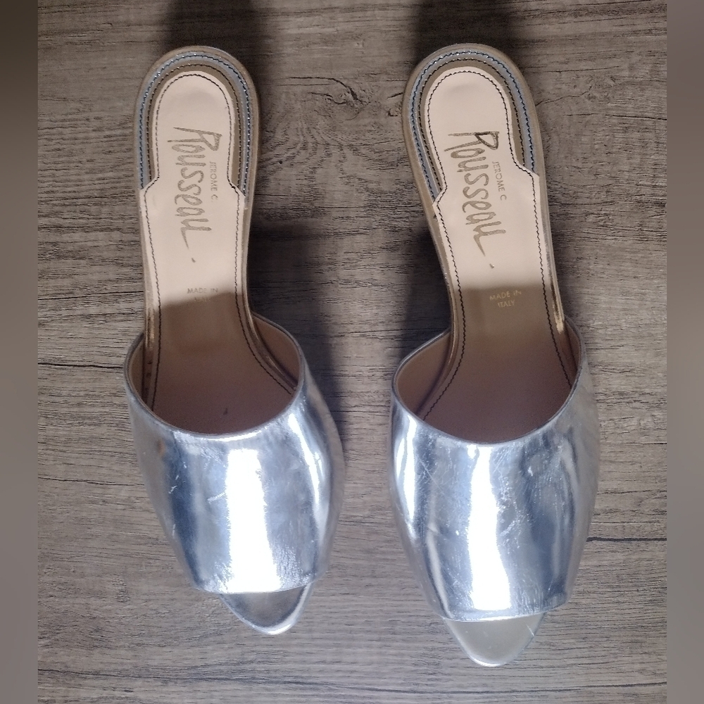 Jerome C. Rousseau Women Shoes Size 38.5 Silver Mules